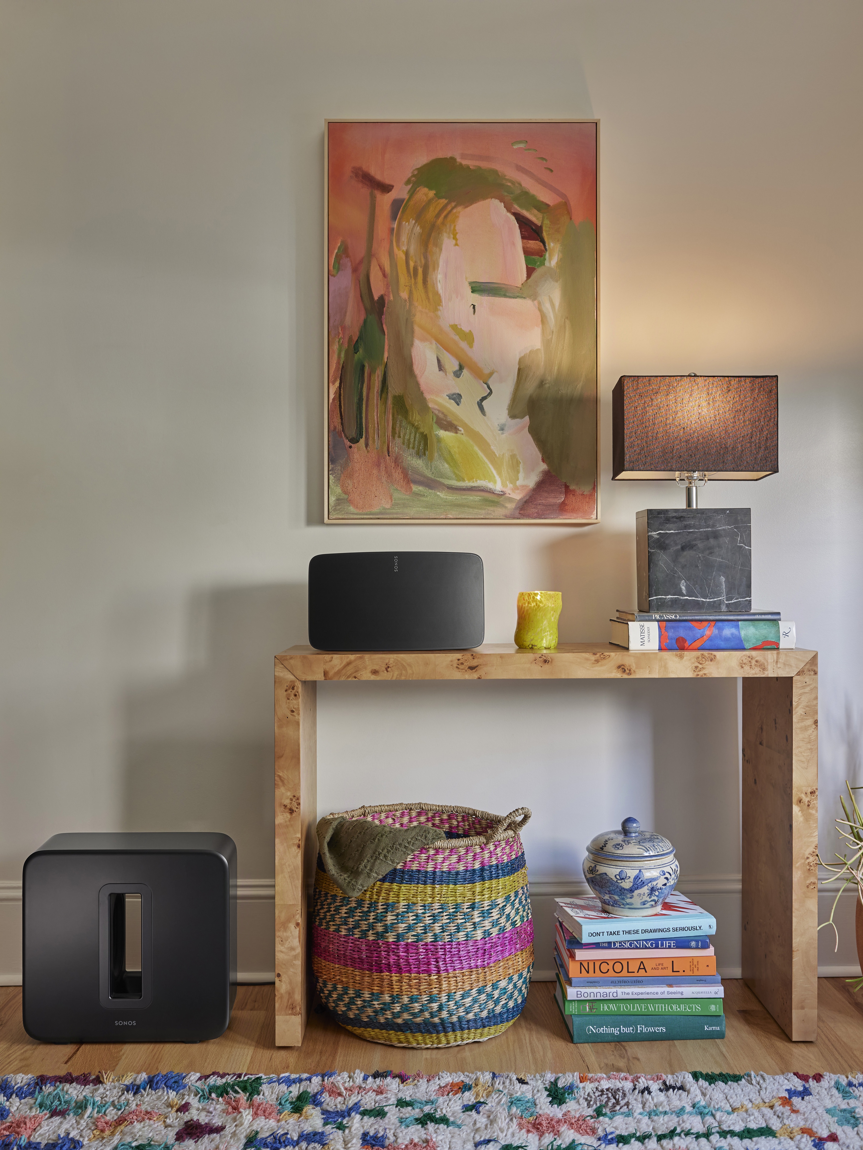 Sonos speakers in a modern living room