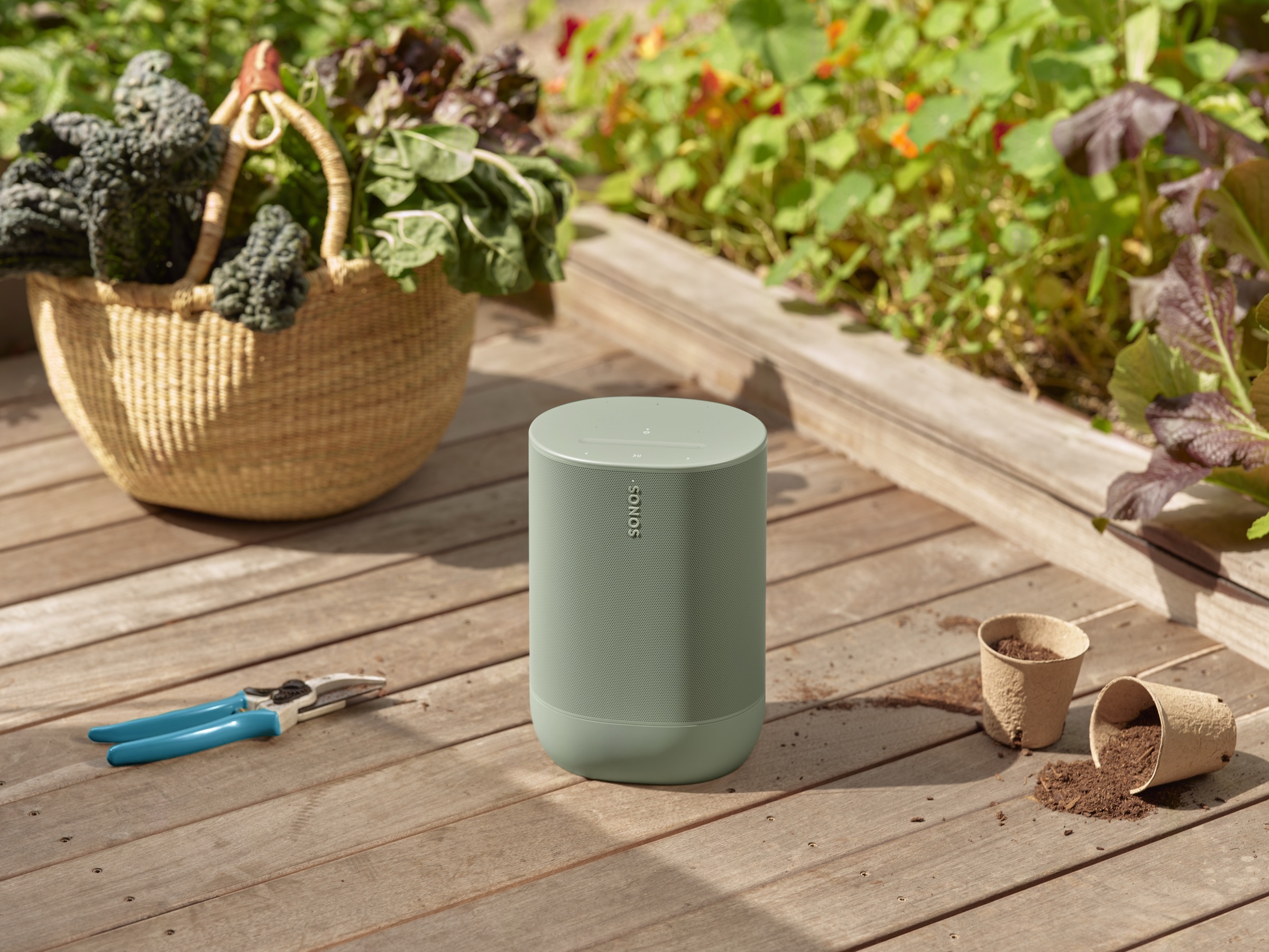 Sonos Move used outdoors while gardening