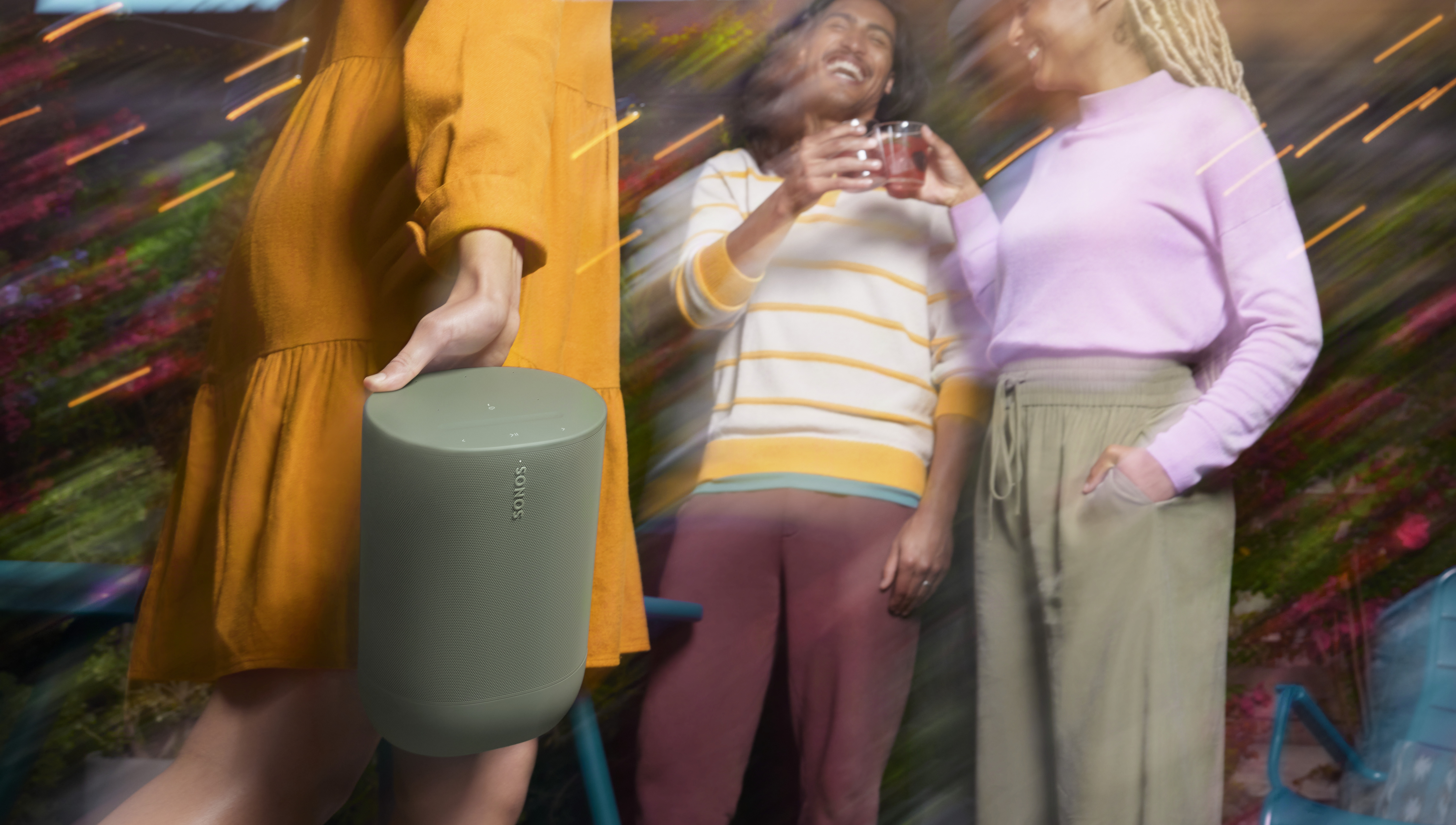 Sonos Move on an outdoor table during lunch