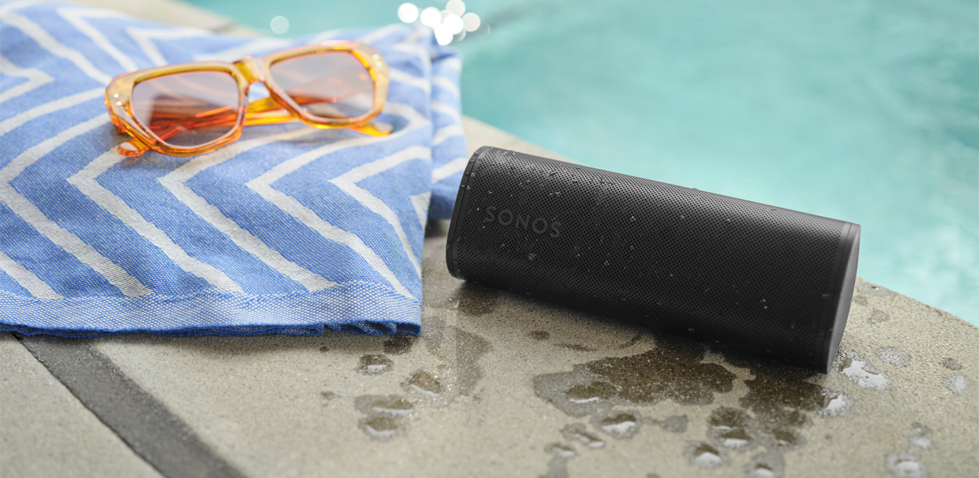 Sonos Roam near a pool for outdoor music